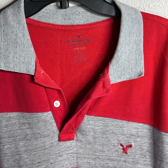 American Eagle Men Red/Gray Polo‎ Shirt Size Large Core Flex - Picture 4 of 9